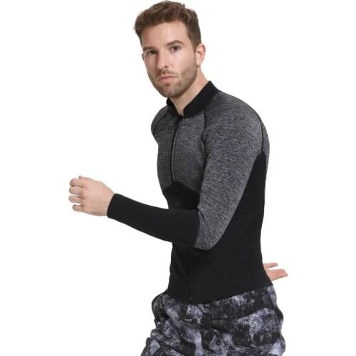 Mens 3mm Wetsuits Jacket Long Sleeve Neoprene Wetsuits Top Adults Front Zipper Workout Tank Top for Swimming Snorkeling Surf