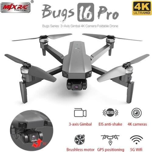 MJX Bug 16 Pro EIS Drone 3-Axis Gimbal 4K Camera GPS Wifi FPV RC Quadcopter Brushless Motoe Foldable Profesional Dron Helicopter