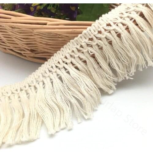 2Yards 6cm Wide Cotton Tassel Fringe cotton lace Trim Ribbon lace fabric Sewing Latin Dress Stage Garment Curtain 5BB5467