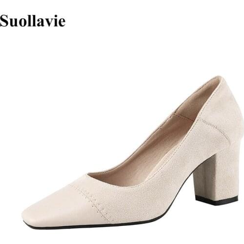 Кроксы для женщин bayan ayakkabi topuklu Square heel Office Lady уют Women Shoes Elegent Dress Shoes Square Toe zapatos mujer