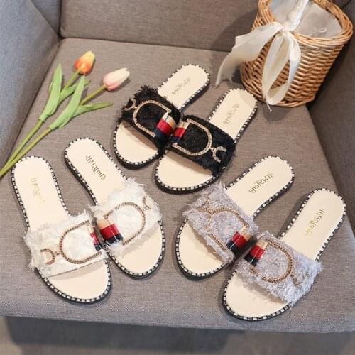 Summer Sandals And Slippers 2021 Fashion New All-Match Flat Shoes Non-Slip One-Word Slippers Lettr Slippers