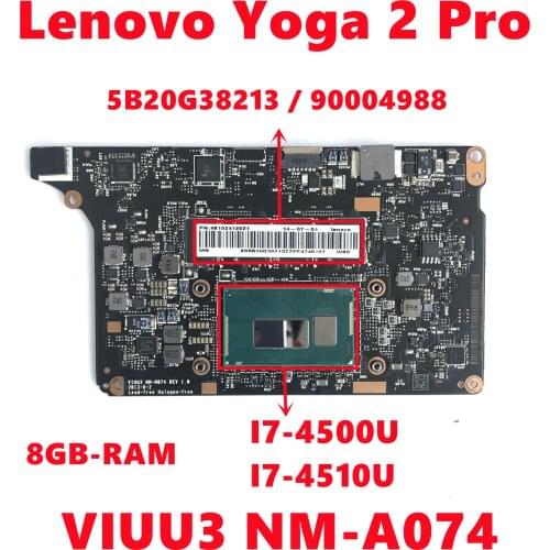 FRU 5B20G38213 For Lenovo Yoga 2 Pro Laptop Motherboard VIUU3 NM-A074 Mainboard With SR16Z I7-4500U 8G-RAM 100% Tested Working