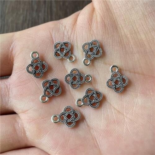 JunKang 50pcs Metal Mini Chinese Knot Pendant DIY Making Necklace Bracelet Connecting Piece Wholesale Alloy Jewelry Accessories