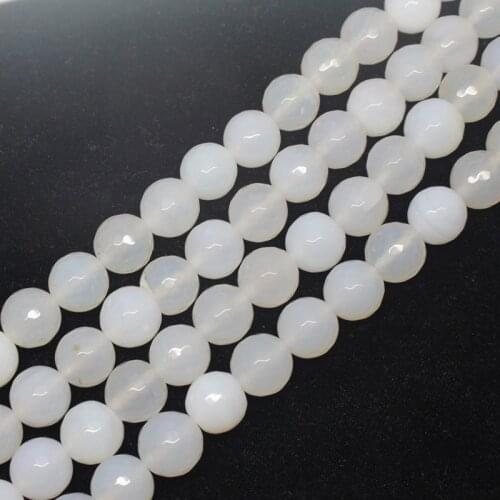 Mini. order is $7! Wholesale is 32pcs,12mm Beautiful Faceted White Agates Round Loose Beads 15"