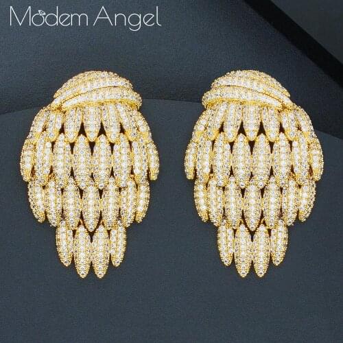 ModemAngel famous Design Luxury Popular Geometry Flower Full Mirco Paved AAA Cubic Zirconia Wedding Earring Fashion Jewelry