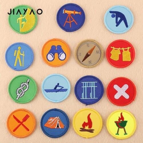 Cartoon embroidery patch cartoon round boy scout seam badge sewing ironing clothing accessories cloth stickers