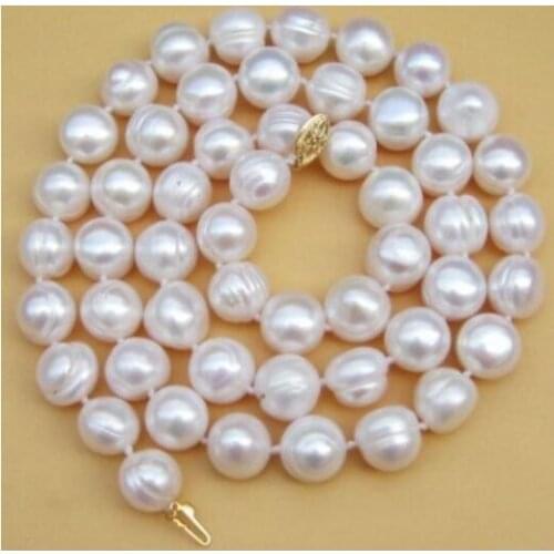 REAL CLASSIC +++ 11-12MM SOUTH SEA WHITE BAROQUE PEARL NECKLACE 20 INCH 14KGP
