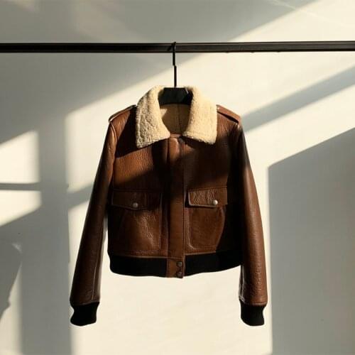 2021 Winter New Merino Fur Coat Female Leather Lamb Hair Short Locomotive Sheep Sheared Fur Moto Thick Warm Lamb High Quality