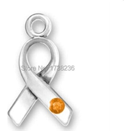Awareness for Leukemia and Multiple Sclerosis Ribbon with Orange Crystal