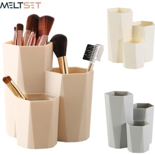 3 Lattices Makeup Organizer Makeup Brush Cosmetic Storage Box Nail Polish Eyebrow Pencil Beauty Egg Cosmetics Organizer Holder