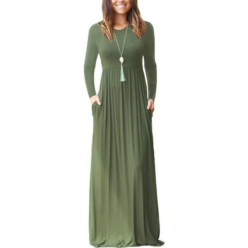 Autumn Long Sleeve Maxi Bottom Maternity Dress For Pregnant Women Clothes O-neck Solid Dress Pregnancy Vestidos Gravida Clothing