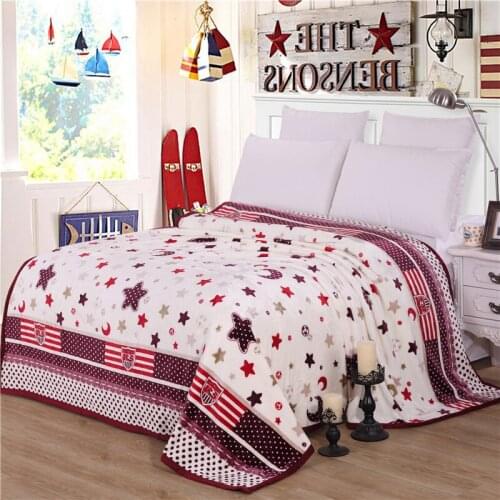 Bright stars Thickened quality plush bedspread blanket 200x230cm High Density Super Soft Flannel Blanket for the sofa/Bed/Ca