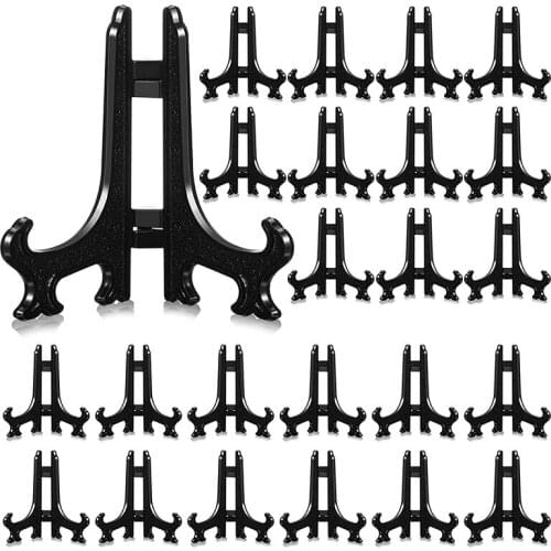 48 Pieces Easel Stands 3 Inch Plastic Plate Stand Holder Display Picture Easel Stand for Display Picture Frame (Black)