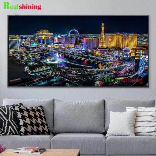 Full square Drill 5D DIY Diamond painting Las Vegas Skyline diamond embroidery full mosaic Cross Stitch Nightscape art N2188