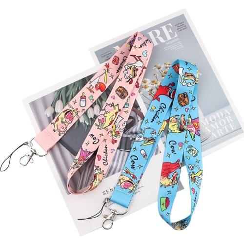 Ransitute R1261 Cartoon Chicken And Cow Lanyards ID Badge Holder Mobile Phone Straps Badge Key Holder Keychain