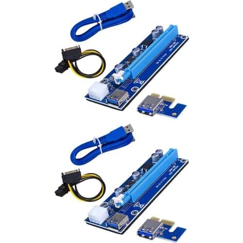 VER006C PCI-E Riser Card PCI Express PCIE 1X to 16X Extender Adapter USB 3.0 Cable SATA 15Pin to 6Pin Power for Mining Miner