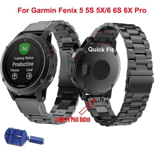 26 22mm Watchband Strap For Garmin Fenix 6XPro 5X Plus/ Fenix 6/Fenix 5 Watch Release Stainless steel replcement Wrist Band