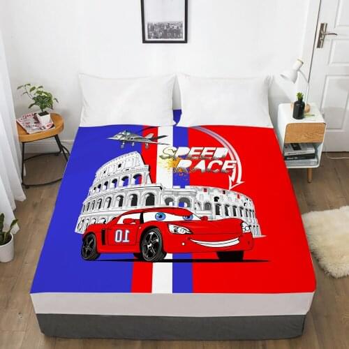Car Cartoon Kids Elastic fitted sheet bed sheet With An Elastic Band Mattress Cover Bed cover for children baby Two color