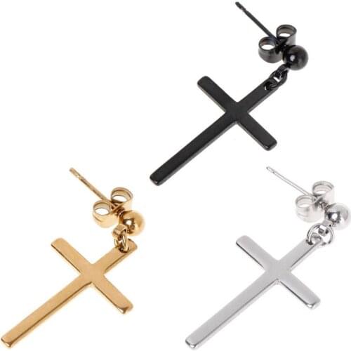 Fashion Men Women Metal Hoop Cross Drop Dangle Ear Studs Earrings Party Punk Earring Jewelry long earrings