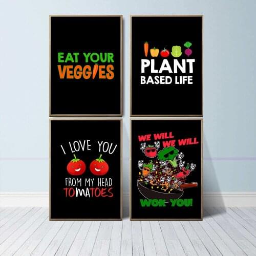 Nordic Kitchen Cartoons Veggies Poster and Print Vegetarianism Canvas Painting Abstract Wall Pictures for Living Room Home Decor
