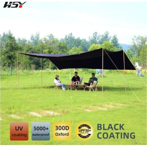 2 Poles! Black 3x4m 4.4x4.4m 6x4.4m Ultralight Tarp Outdoor Camping Survival Sun Shelter Awning Silver Coating Pergola Tent