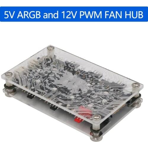 TISHRIC Newest 2 in 1 6-ways 5V ARGB and 12V PWM FAN HUB Splitter for PC Case ASUS/MSI 5V 3Pin LED Controller Adapter