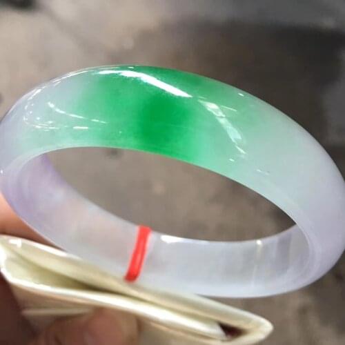 Only One !55.3MMCertified (Grade A)100% Natural Green Jadeite JADE Bracelet Women Bangle