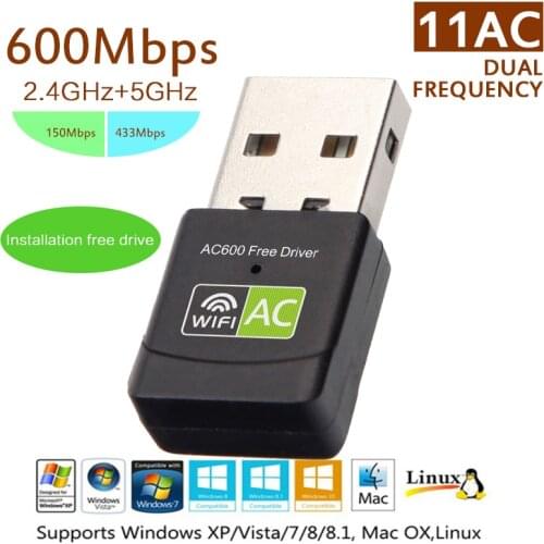 Free Driver USB Wifi Adapter 600Mbps Wi Fi Adapter 5ghz Antenna USB Ethernet PC Wi-Fi Adapter Lan Wifi Dongle AC Wifi Receiver