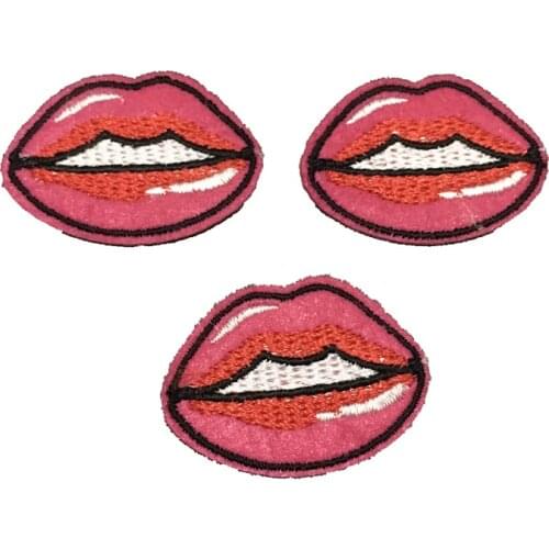 WUYUCONG 20pcs/lot Small Pink Lips Embroidered Iron on Patches for Clothes Shoes DIY Sewing Accessories New 2019