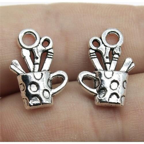 WYSIWYG 10pcs 19x11mm Charms Pen Containe Antique Silver Color Pendant Fit Vintage Pen Case DIY Handmade Jewelry