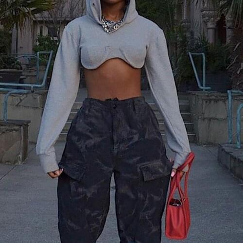 OMSJ 2021 Harajuku Sweatshirt Women Y2K Casual Solid Long Sleeve Pullover Hoodies Autumn New Style Female Streetwear Cropped Top