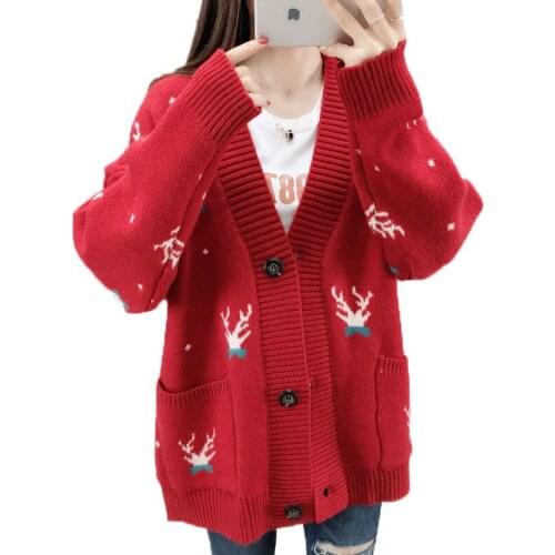 Cardigan Women Knitted Sweaters Spring Autumn Coat V neck Plus size Ladies Long sleeve Loose casual Knit Cardigan Sweater R320