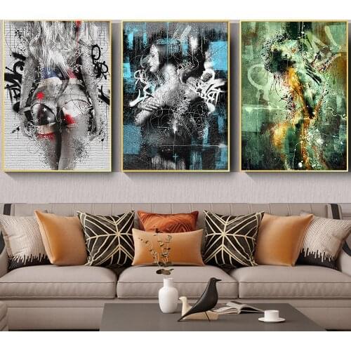 Sexy Woman Street Graffiti Wall Art Posters and Prints for Living Room Corridor Canvas Painting Girl Bedroom Aesthetics Decor