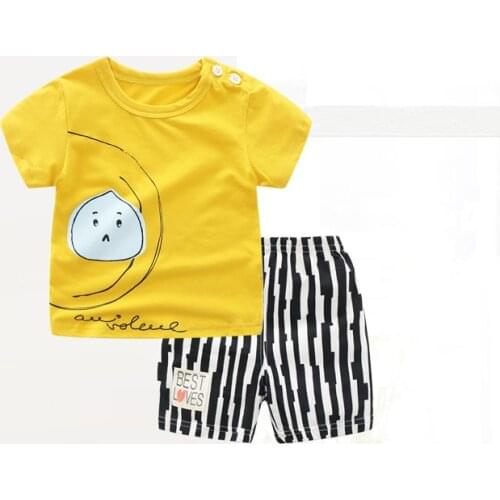 ZWY1048 Hot Sale Summer New Baby Childrens Clothing Boys Sets Casual Cotton T-Shirt+Pants 2Pcs Kids Designer Clothes Outfit