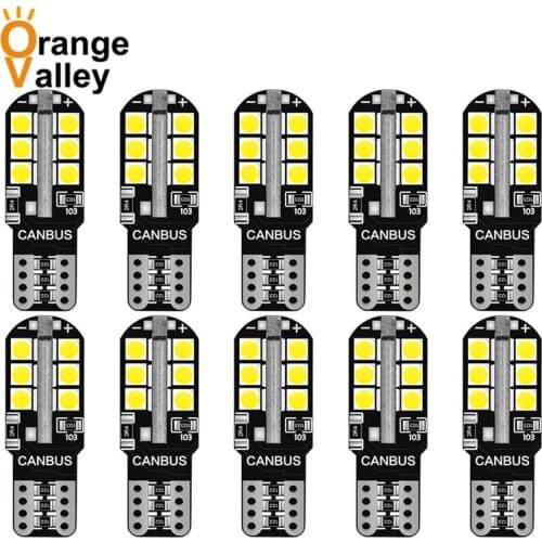 10PCS W5W T10 LED Bulbs Canbus 24SMD 12V 6000K White 194 168 Car Interior Map Dome Lights Parking Light Auto Signal Lamp