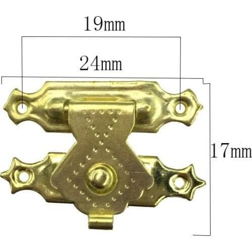 100pcs 17 * 24mm Golden Lock Agraffe Buckle Dark Wooden Packing Box Parts Clasp Latch Hook Ancient Furniture Cabinet Decorations