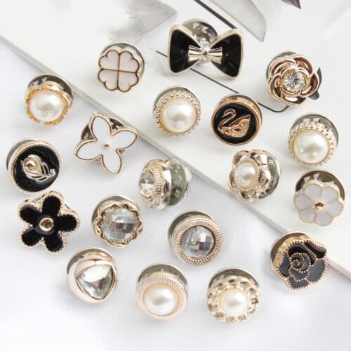 5PCS Concealed Buckle Detachable Adjustable Seam-free Pearl Snap Button Shirt Decoration Brooch Buckle Clothing Accessories