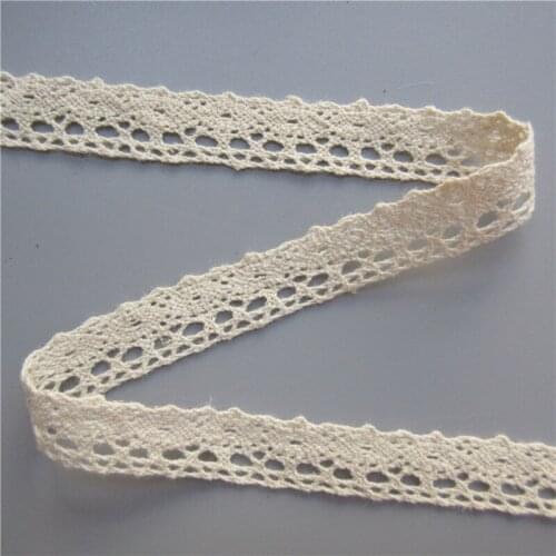 5 yards Beige 1.5cm Width Cotton Embroidered Fabric Lace Trim Ribbon Handmade DIY Sewing Supplies Craft For Costume Decoration