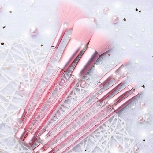 7 Pcs Glitter Diamond Crystal Handle Makeup Brushes Set Powder Makeup Brushes Professional Foundation Brushes Make up Tool
