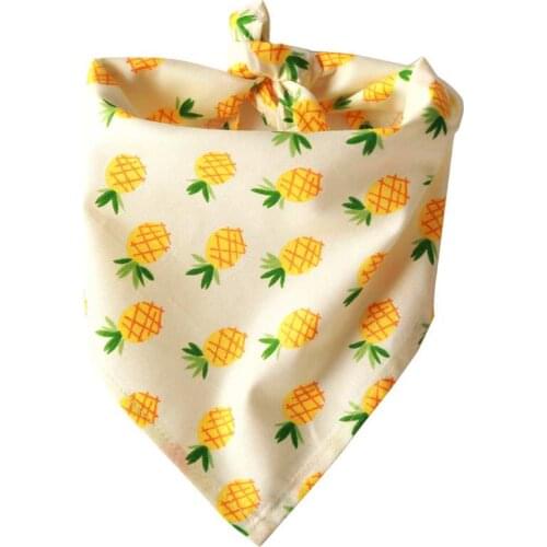 Dog Scarf Bandanas Dog Accessories Fruit Print Pineapple Banana Pear Pattern Cotton Plaid Dog Bib Washable