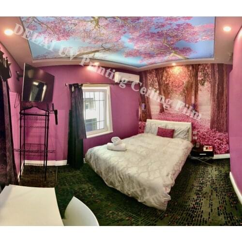 Free shipping Sakura Tree Printing PVC Stretched Ceiling Film For Home decoration pvc ceiling film