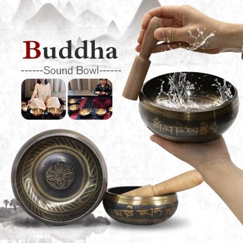 Handmade Buddha Sound Bowl Therapy Zen Yoga Meditation Singing Bowl Nepal Tibet Prayer Bowl Metal Craft Home Decor Ornaments