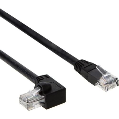 CAT6 Ethernet Patch Cable with 50U Gold Plated Contact, Right Angled Black
