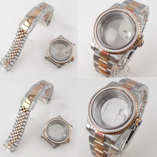 Rose Gold Two Tone 40mm Watch Case fit NH35A MIYOTA 8215 ETA 2836 Seeing/Solid Back Oyster/Jubilee Strap Sapphire Glass
