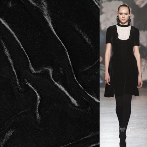Pure black silk velvet fabric silk and rayon blended fabric 180g/meter,SVL013-M