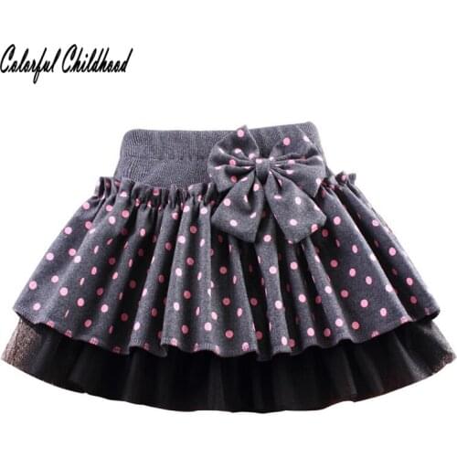 Baby girls tutu skirt dot bow design Pettiskirt Layer Fluffy Children Ballet Skirts For Party Dance PrincessTulle Miniskirt