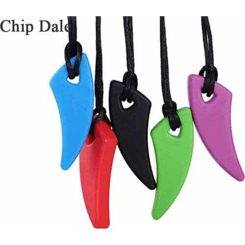 Chip Dale 1PC Silicone Baby Teether Saber Tooth Chew Necklace Pendant Autism Sensory Chew Toy Kids Therapy Tool for Special Need