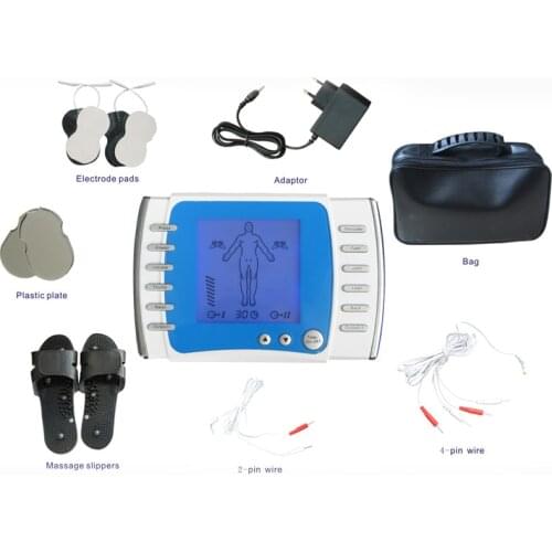 English Voice Speech Dual Channel Electric TENS Unit Pulse Therapy Massage Relax Pain Muscle Stimulation Electrode Slippers