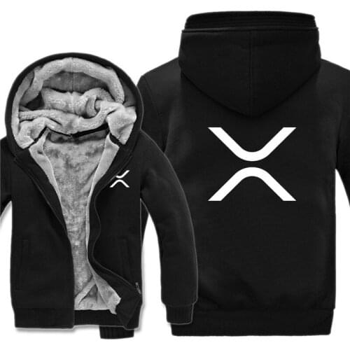 XRP (Ripple) Hoodies Men Cool Winter Thicken Wool Liner Cryptocurrency Crypto Sweatshirts Pullover