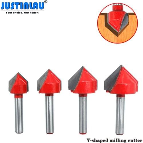 JUSTINLAU V-shaped Milling Cutter Woodworking Tool Carbide-tipped Cutter Wood Milling Cutter End Mill Chamfer Wood Engraver